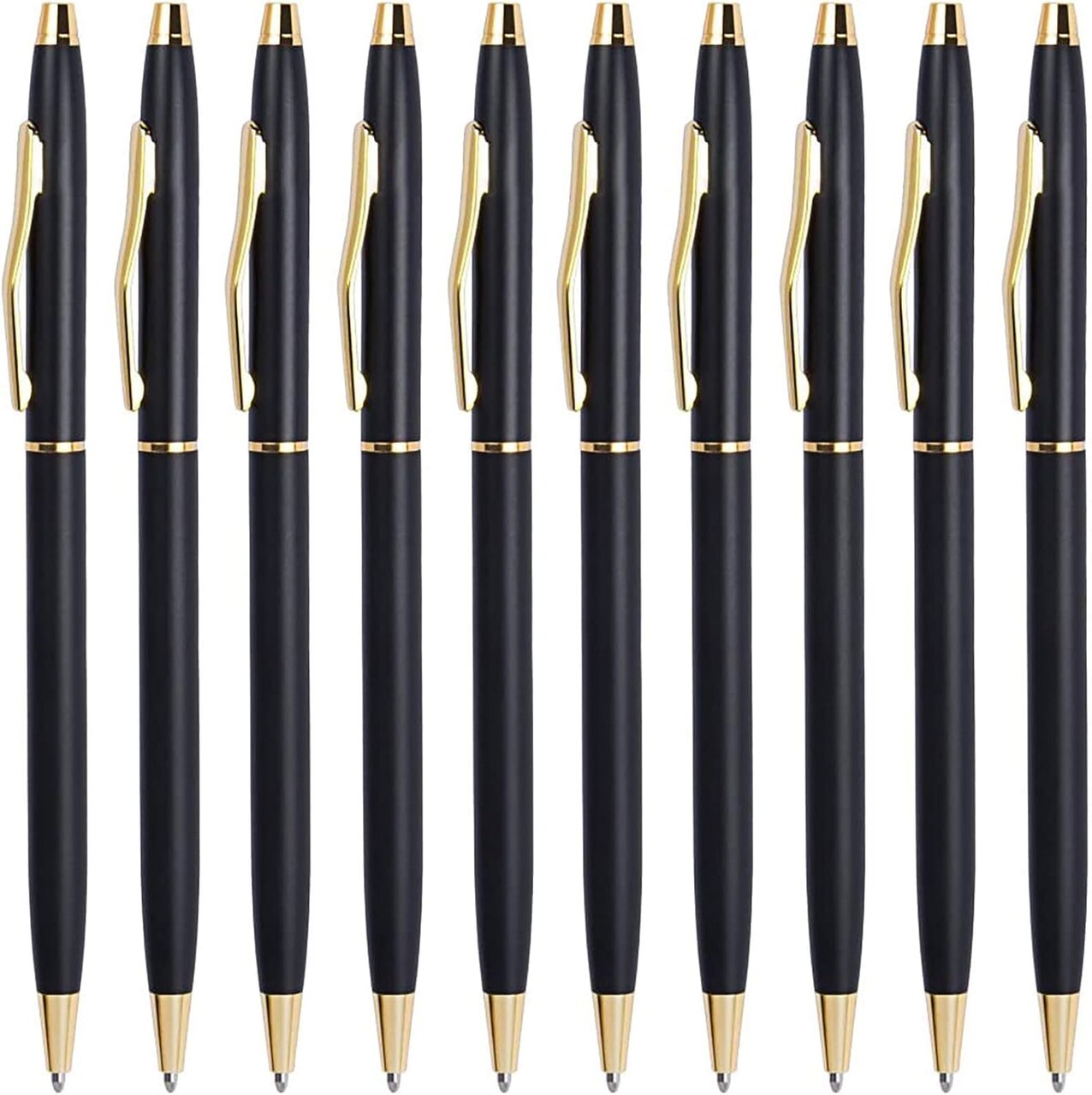 Black Pens Ballpoint Pens - Black Ink Bulk Pens 1.0 mm Medium Point Smooth Writing Office Pens for Men Women Police Uniform Office Business, 10 Pack (Black)